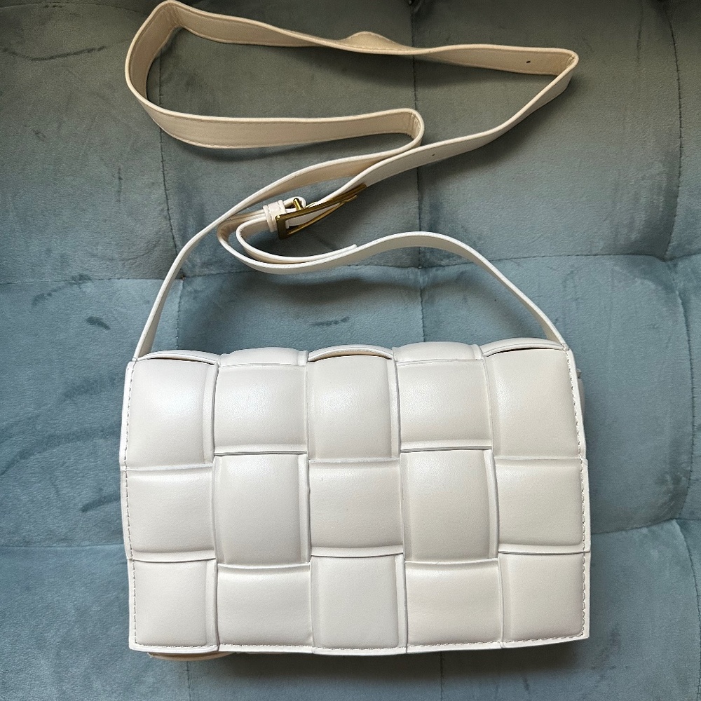 Faux Leather Bottega Veneta Inspired- Cream Crossbody